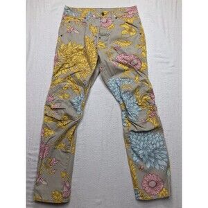 G STAR RAW 5622 3D Taper Jean Men 30x29 Yellow Tan Floral Print Denim Button Fly